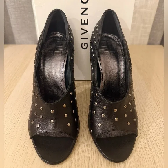 Givenchy Black Leather Studded Heels - Picture 3 of 13